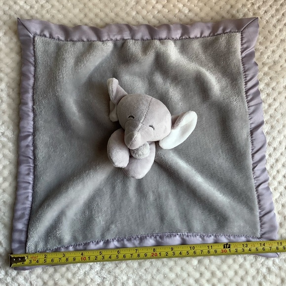 Carters Plush Grey Elephant Lovey Stuffed Animal Security Blanket Toy - Picture 5 of 5